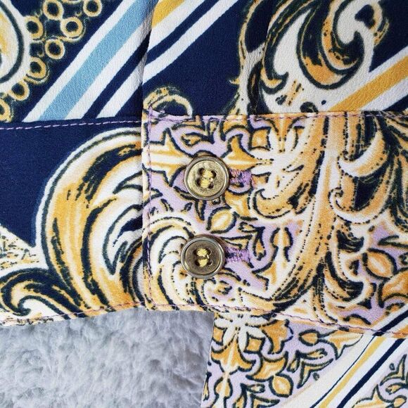 Chicos Shirt Womens Size 2 US Large L Paisley Patchwork Purple Popover - Picture 4 of 8